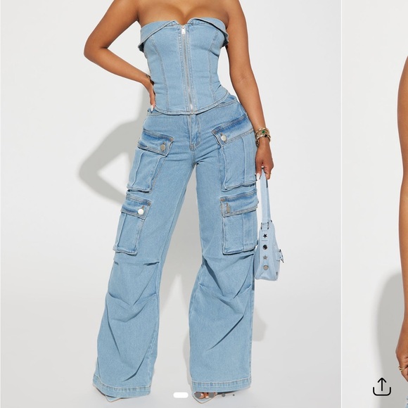 Light Wash Denim Pant Set - Picture 1 of 6